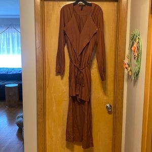 BCBG MaxAzria large long sleeved brown high low dress